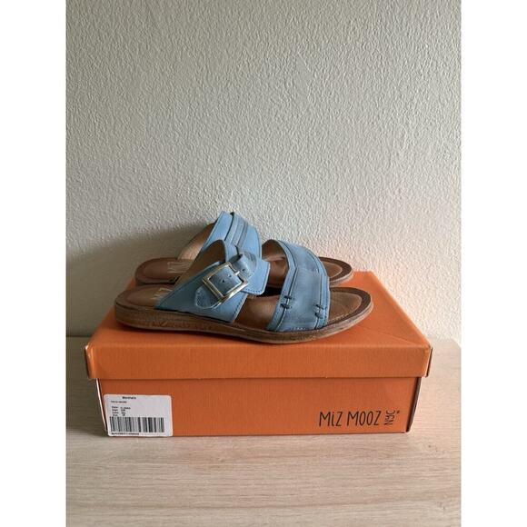 Miz Mooz Leather Double Band Slide‎ Slip On Sandals Florra Beach Resortwear Sz 8 - Picture 2 of 9
